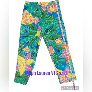 Ralph Lauren Tropical Floral Multicolor Capris Sz 8 Stretch EUC VTG Crop Cute